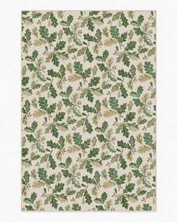 Oak Leaves Green Flatwoven Rug