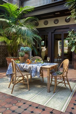 Outdoor Sambuco Stripe Celadon Rug