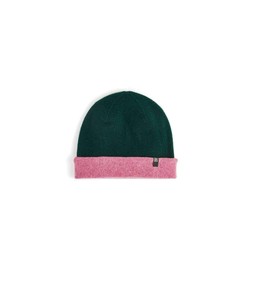 Colour Block Beanie in Forest Green & French Rose £45