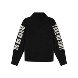 Do No Harm Take No Shit Funnel Neck Jumper in Anthracite £180
