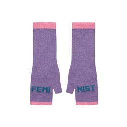 Feminist Fingerless Mittens in Violet & Teal £42