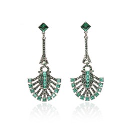 EMERALD GATSBY CRYSTAL DROP EARRING £40 BY LOVETT & CO