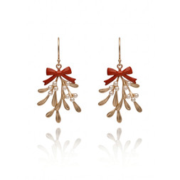 Gold Mistletoe Drop Earrings £35 by Lovett and Co