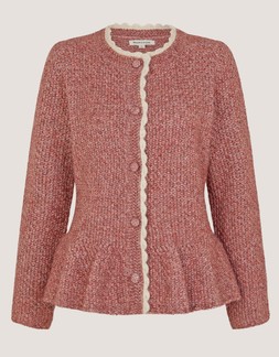 Suki Scallop Peplum Cardigan Pink