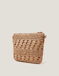 Amber Raffia Crochet Cross-Body Bag