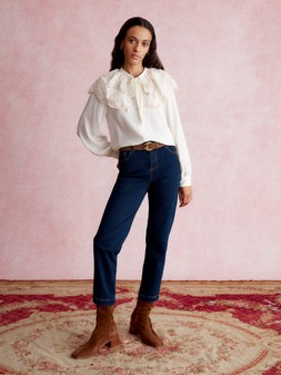 Cora Lace Collar Blouse Ivory