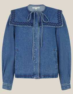 Livvy Square Collar Denim Jacket Blue