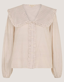 Lily Peter Pan Collar Check Shirt Ivory