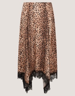 Babette Leopard Print Midi Slip Skirt Brown