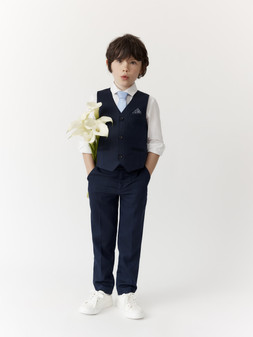 Harry Herringbone 4-Piece Suit Blue