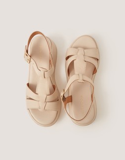 Della Strappy Wedge Sandals Ivory