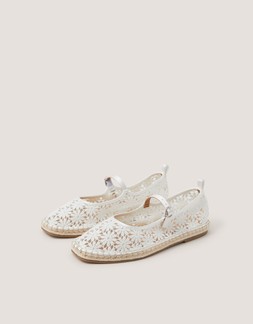 Lola Lace Espadrille Flats Ivory