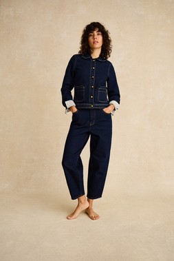 Dina Darted Barrel Jeans Blue