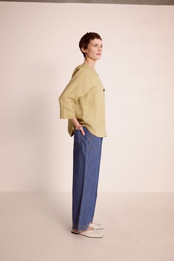 Gianna Linen Top Green