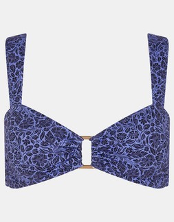 Floral Buckle Bikini Top Blue