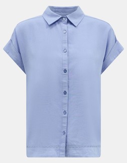 Lace Trim Beach Cover Up Shirt Blue