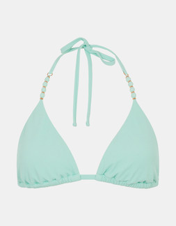 Bead Strap Textured Bikini Top Green