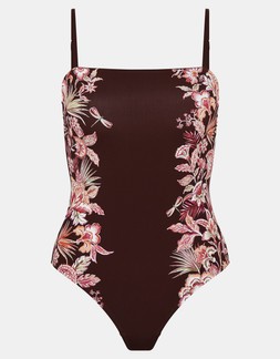 Floral Print Swimsuit Brown