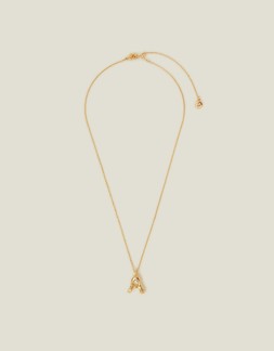14ct Gold-Plated Molten Initial Pendant Necklace Gold