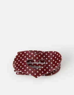 Polka Dot Heart Flat Claw Clip