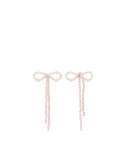 Pink Sparkle Bow Bead Drop Earring