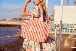 Slogan Stripe Beach Tote Bag