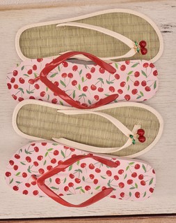 Cherry Print Flip Flops Pink