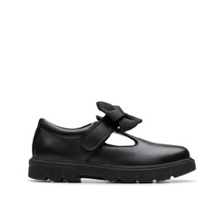 Clarks Kids Lorcam Hope Bow Detail Leather Shoe - Black €55 at Very.ie