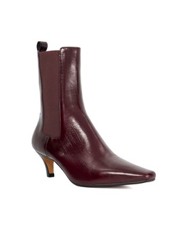 Dune London Odele Chiselled Toe Leather Ankle Boots - Dark Red €140 at Very.ie