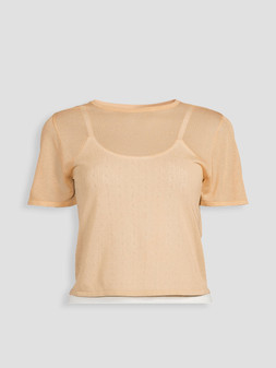 Michelle Keegan Knitted Pointelle Top - Light Brown €38 at Very.ie