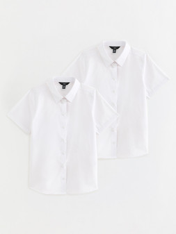 New Look 915 Girls White Pack Of 2 Slim Fit Short Sleeve Shirts €18 at Very.ie