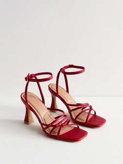 New Look Red Knot Strappy Faux Leather Stiletto Heel Sandals €21 at Very.ie