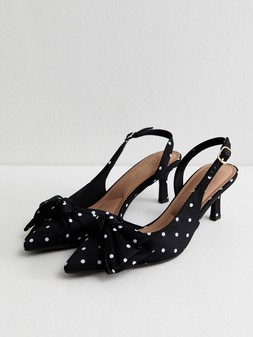 New Look Satin Polka Dot Slingback Court Shoes - Black €45 at Very.ie