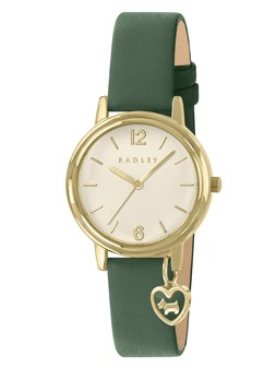 Radley Gold Plated Case Heart Charm Hunter Green Leather Strap Watch €115 at Very.ie
