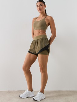 Sweaty Betty Womens Training Power Racer Bra - Brown €62, Womens Training Tempo Run Shorts - Khaki €70 at Very.ie