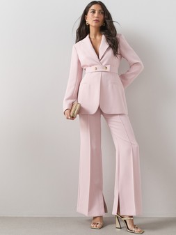 The Very Collection Belt Cinched Blazer €70 with Vented Split Straight Leg Trouser - Pink €45 at Very.ie