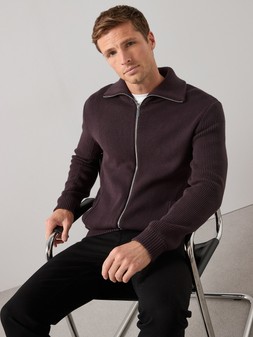 The Very Collection Chunky Soft Touch Zip Through Funnel Jumper - Burgundy €50 at Very.ie