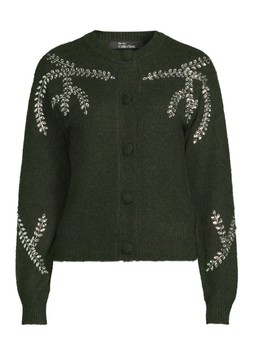 The Very Collection Crew Neck Embellished Cardigan With Wool - Green €52 @ Very.ie