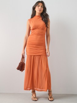 The Very Collection Draped High Neck Midi Dress - Orange €50 at Very.ie