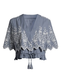 The Very Collection Cotton Embroidered Tie-Waist Co-Ord Blouse €45 at Very.ie