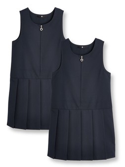 The Very Collection Girls 2 Pack Pleat Pinafore Water-Repellent School Dresses - Navy €16 at Very.ie