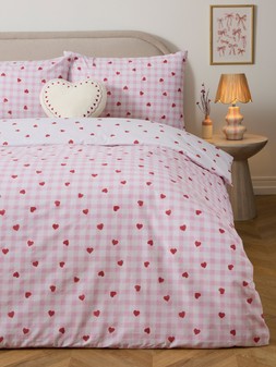 The Very Collection Hearts Gingham Printed Duvet Set from €16 at Very.ie
