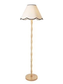 The Very Collection Scalloped Shade Spindle Base Floor Lamp With Natural Wood Finish €174.99 at Very.ie