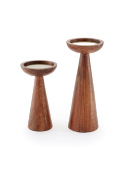 The Very Collection Set of 2 Wooden Pillar Candle Holders €37.99 at Very.ie