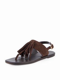 The Very Collection Suede Thong Flat Sandal With Tassle Detail - Chocolate €45 at Very.ie
