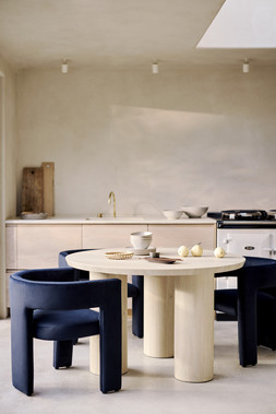 The Very Collection Dining Table €529, Dining Chair €259, Cushion €21.99, Dinner Set €87.99, Nesting Bowls (Set of 2) €67.99 at Very.ie
