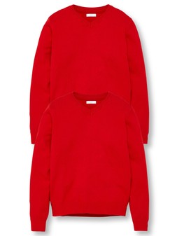 The Very Collection Unisex 2 Pack V-Neck School Jumper - Red €18 at Very.ie
