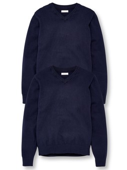 The Very Collection Unisex 2 Pack V-Neck School Jumper - Navy €15 at Very.ie