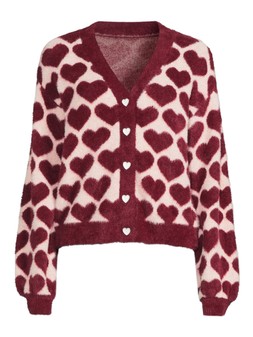 The Very Collection V Neck Heart Jacquard Fluffy Cardigan €45 at Very.ie