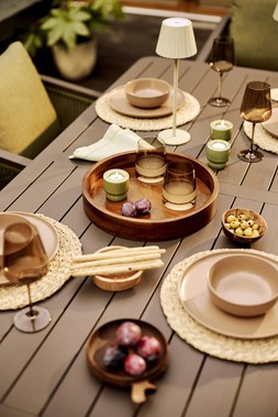 The Very Collection Placemats €19.99, Tray €29.99, Candle Holders (Set of 3) €22.99, Dinner Set €60.99, Table Lamp €32.99, Napkins €23, Glasses (Set of 4) €39.99 at Very.ie